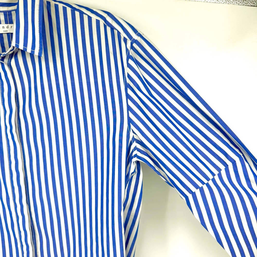 Sandro Paris Women’s Striped Classy Buttoned Shirt in Blue and White Sz Medium. - Picture 7 of 13